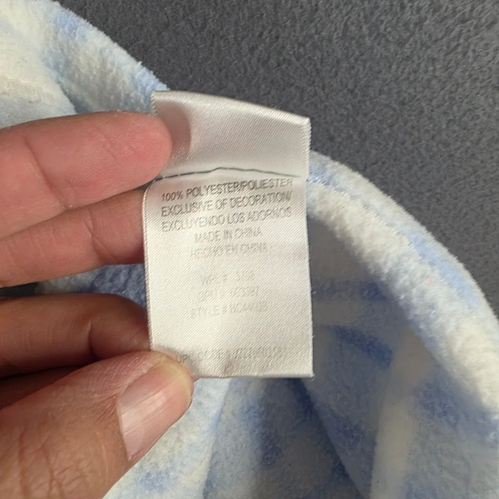 Baby‎ Connection Blue White Plaid Fleece Baby Blanket Baseball Dog PRE-LOVED